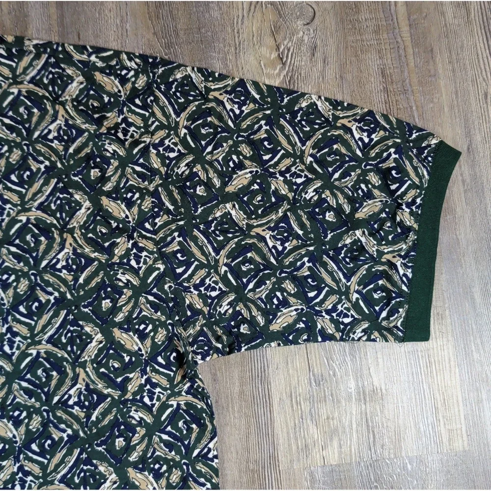 NOS Vintage Super Sports Golf Apparel Geometric Polo Shirt Green Men's XL NWT